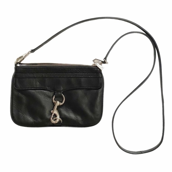 Rebecca Minkoff Handbags - REBECCA MINKOFF DESIGNER 2 in 1 BLACK LEATHER CROSSBODY MINI BAG & POUCH PURSE